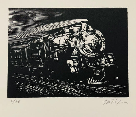 John Dixon/ Wood Engraving/"Highball Express"/Sleeved Print 4" x 3" image