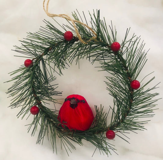 Twig Wreath with Red Bird