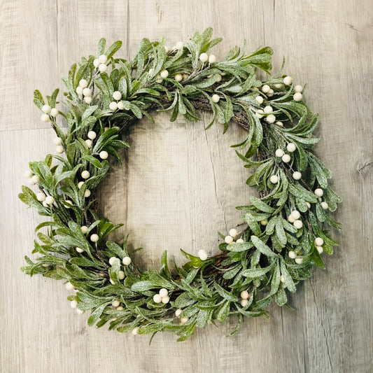Faux Mistletoe Wreath, 20"