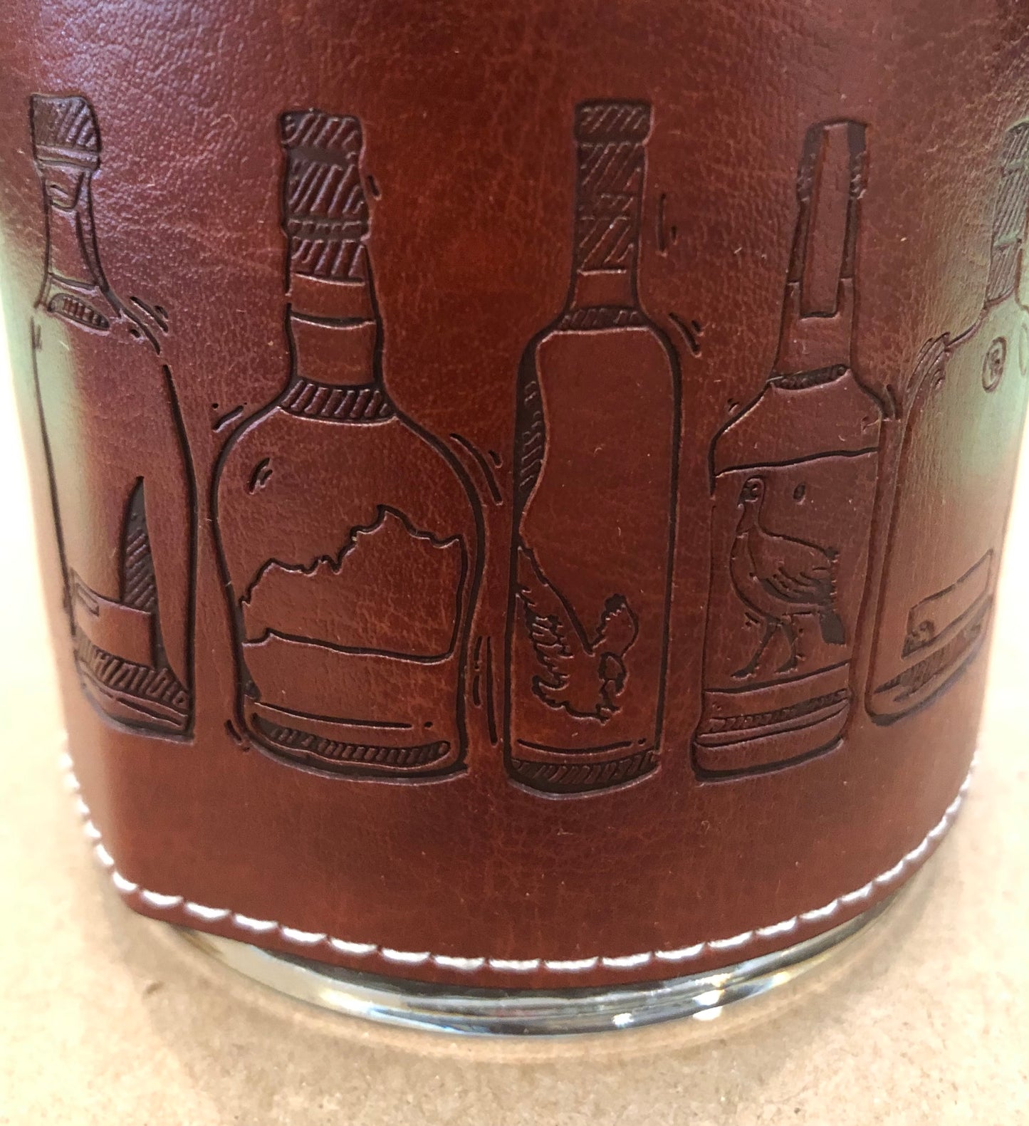 Leather Wrapped "Bourbons of Kentucky" Rocks Glass