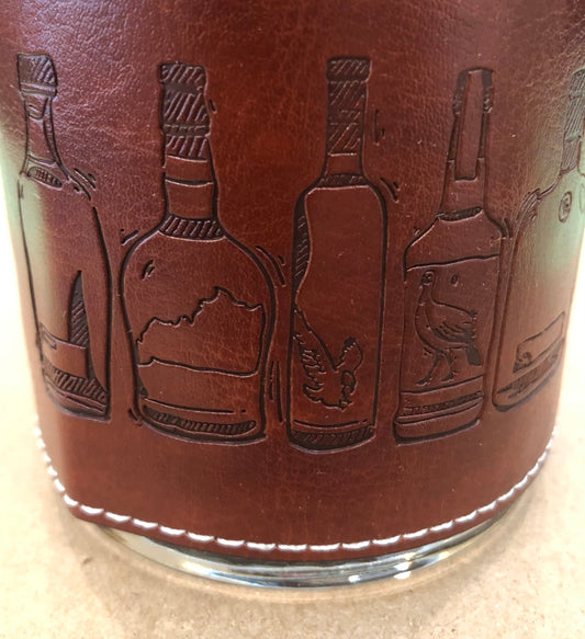 Leather Wrapped "Bourbons of Kentucky" Rocks Glass