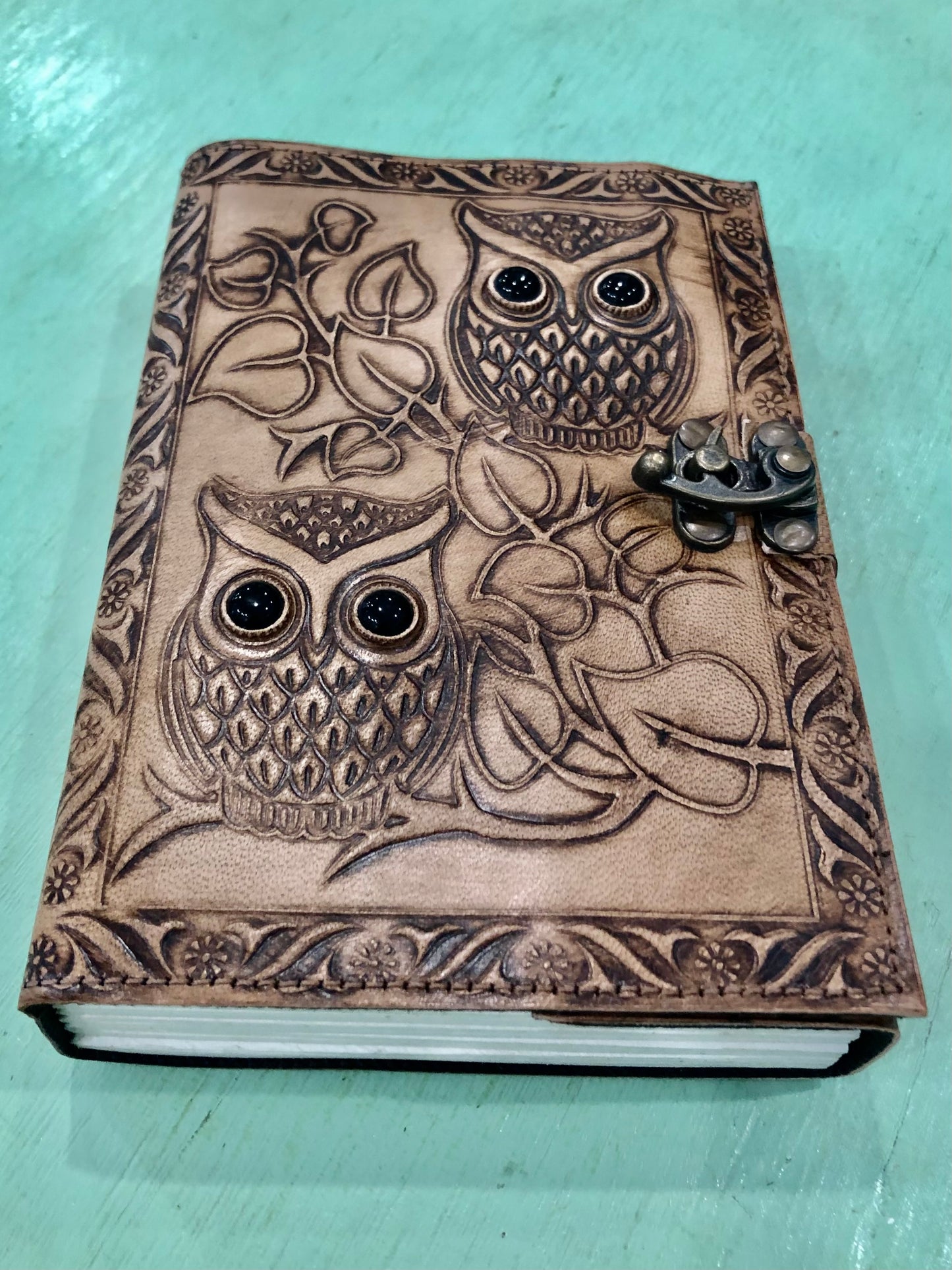 Tooled Leather Journal With Owls