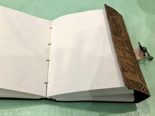 Tooled Leather Journal With Owls