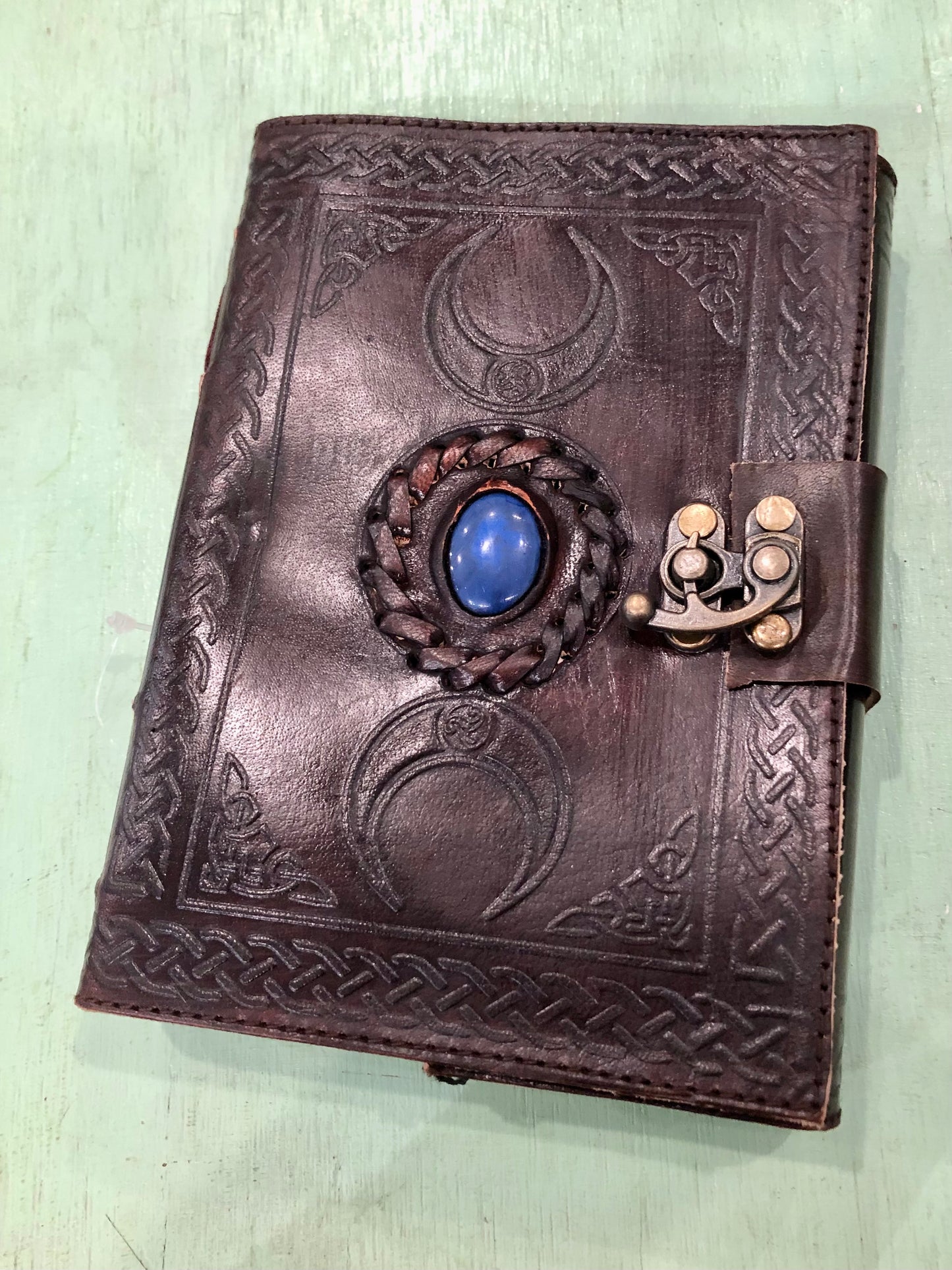 Tooled Leather Journal With Moonstone
