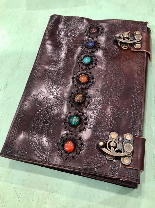 Tooled Leather Chakra Stone Sketchbook