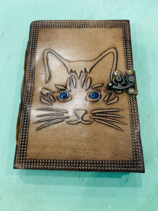 Tooled Leather Journal With Cat