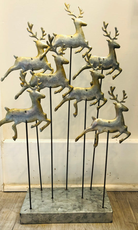 Galvanized Metal Deer on a Stand