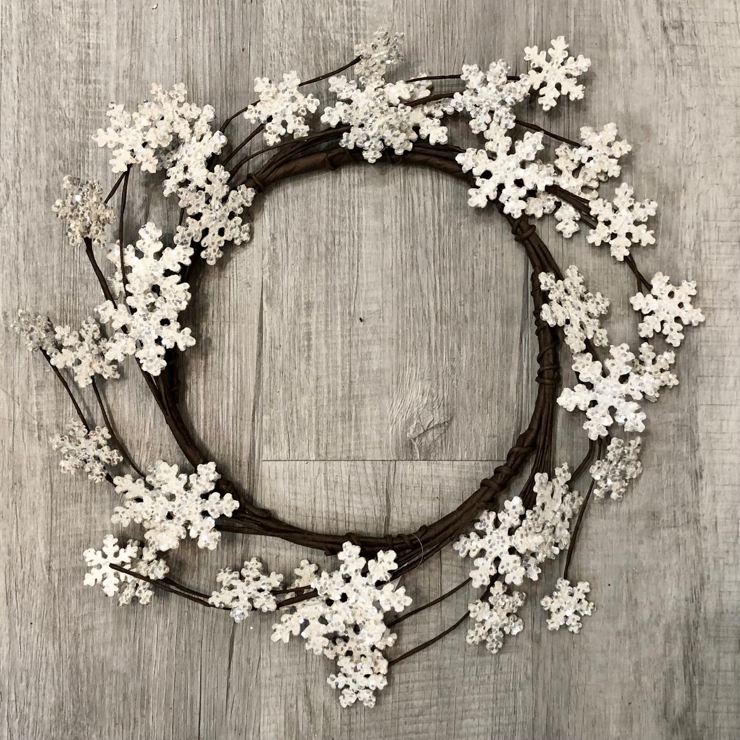 20" Glitter Wood Snowflake Wreath