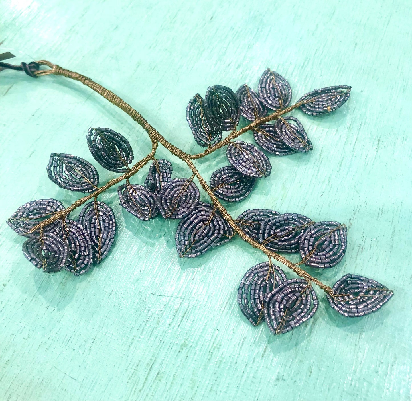 Beaded Silver Leaves/Large