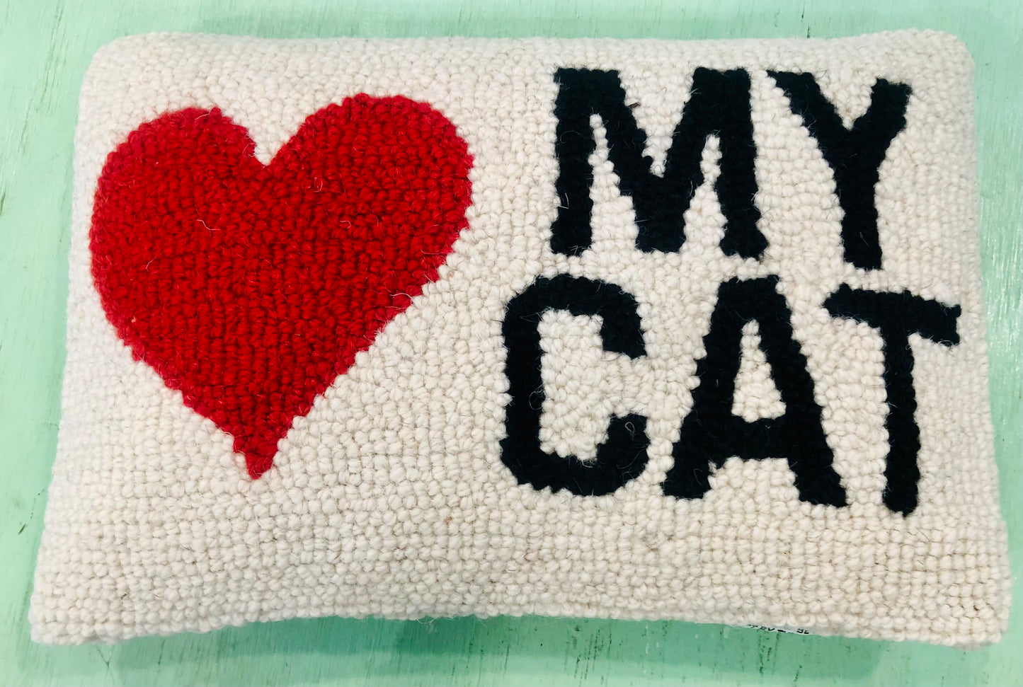 "I Love My Cat" Hooked Pillow