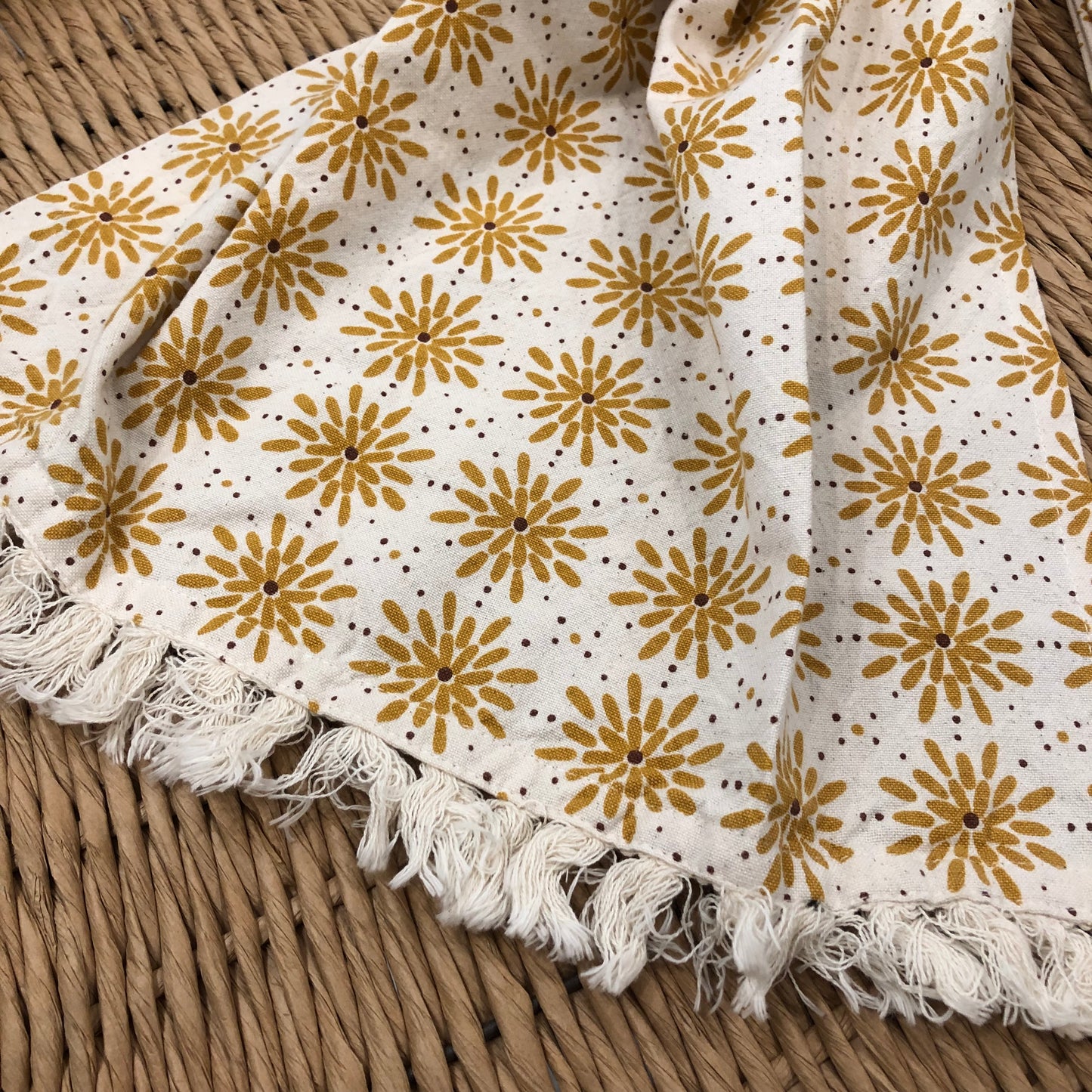 Fringed Floral Snowflake Tea Towel