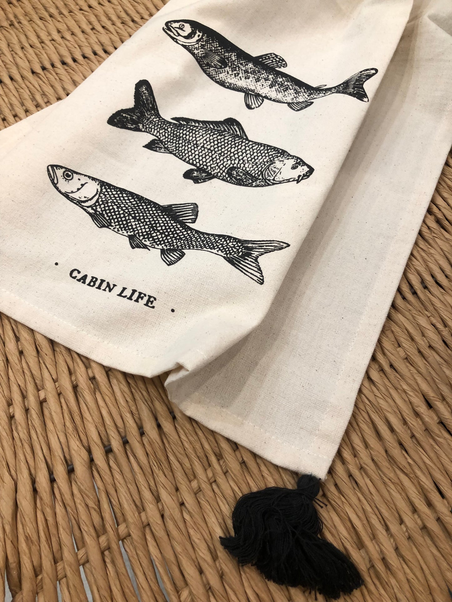 Cabin Life Fish Tea Towel