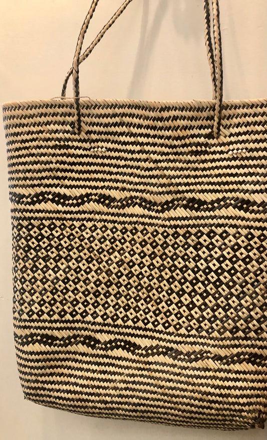 Flat Woven Avery Rattan Tote Bag