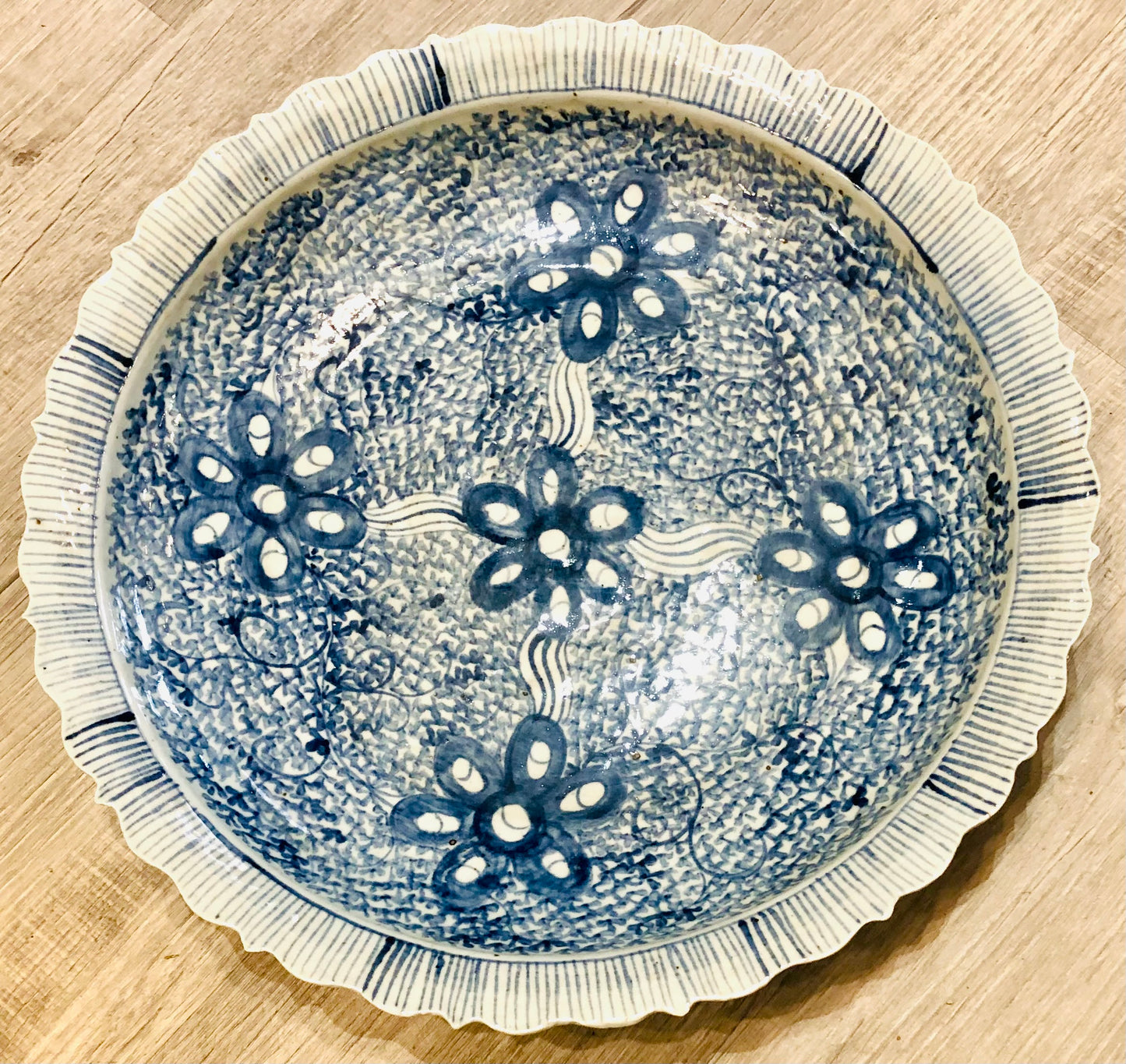 Porcelain  Blue and White Floral Platter
