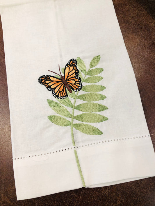 Embroidered Butterfly Hand Towel