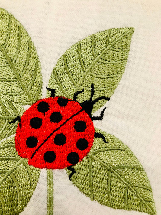 Embroidered Ladybug Hand Towel