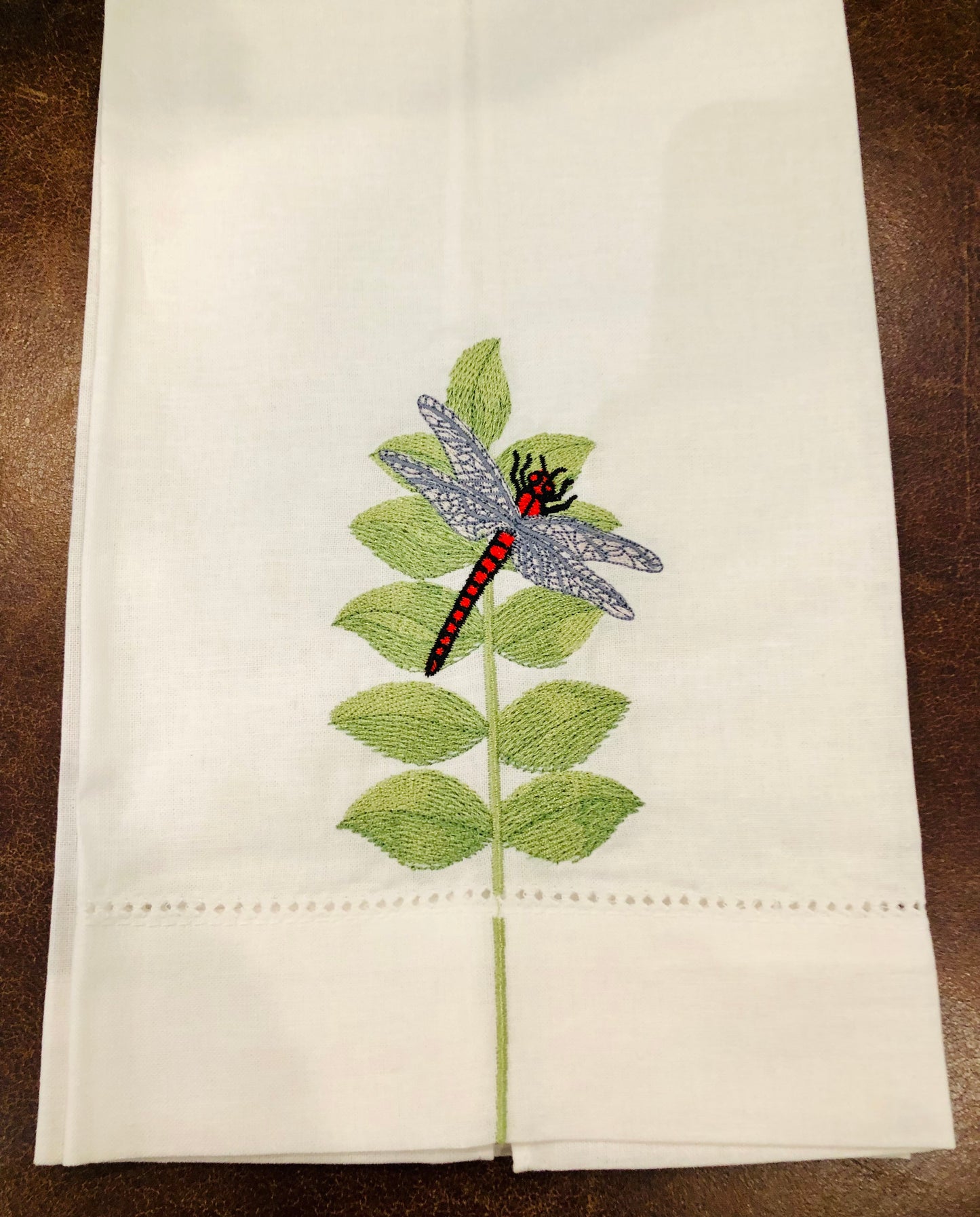 Embroidered Dragonfly Hand Towel