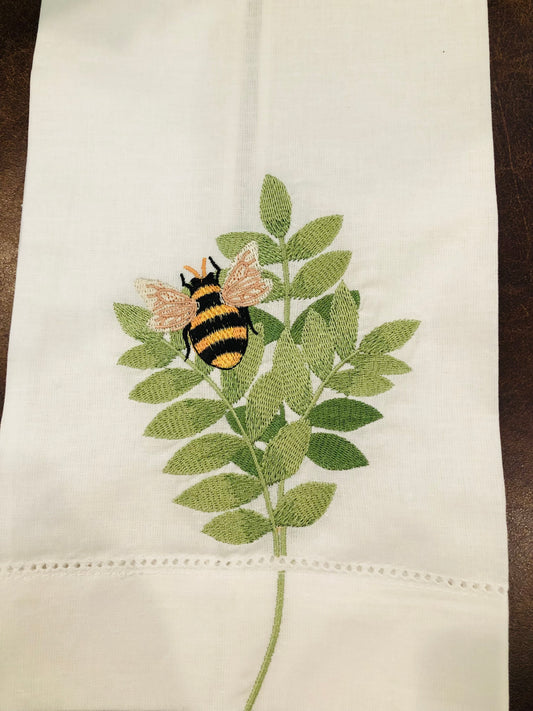 Embroidered Bumblebee Hand Towel