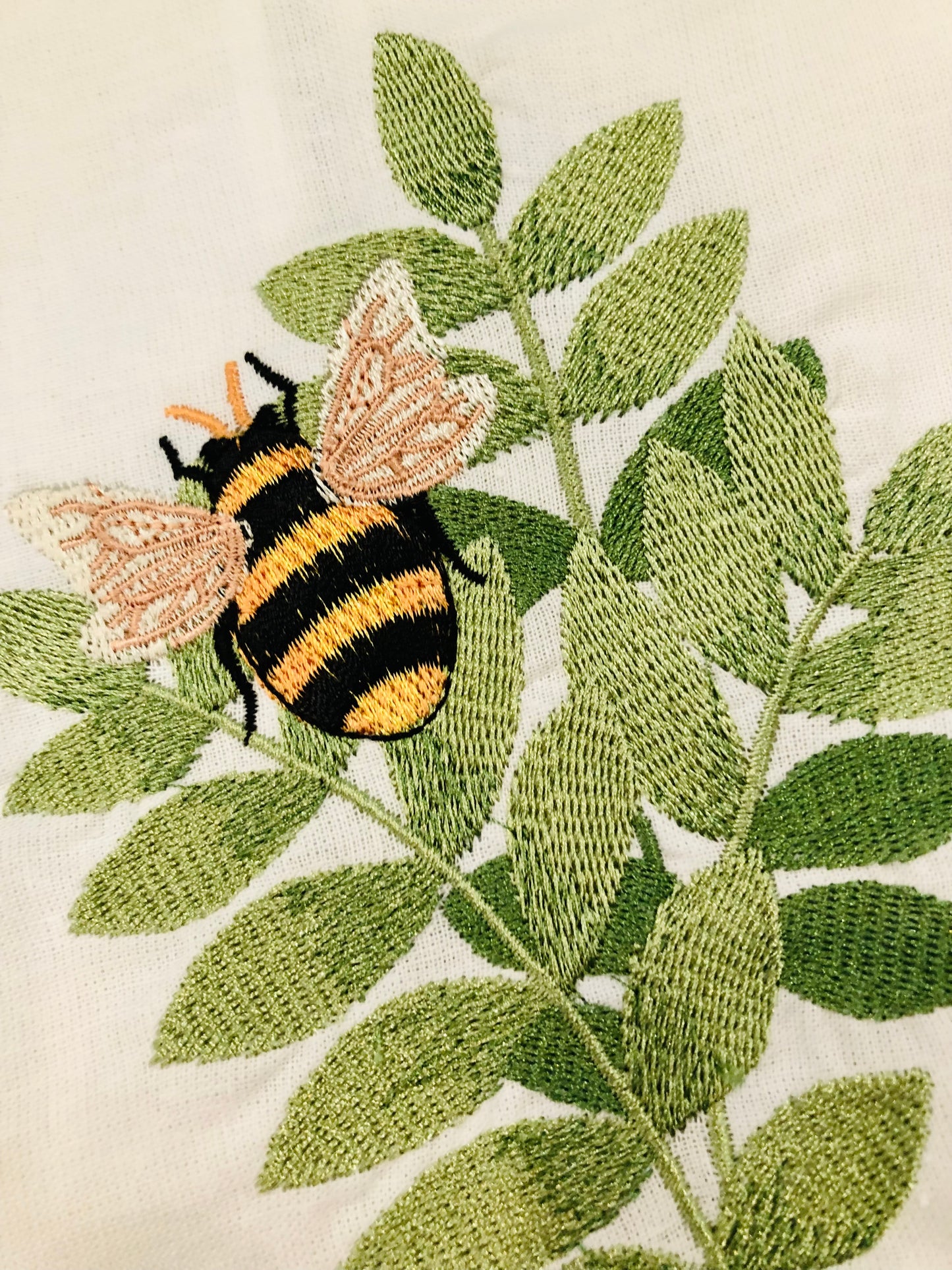 Embroidered Bumblebee Hand Towel