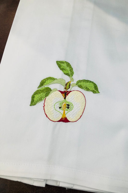 Embroidered Apple Kitchen Towel