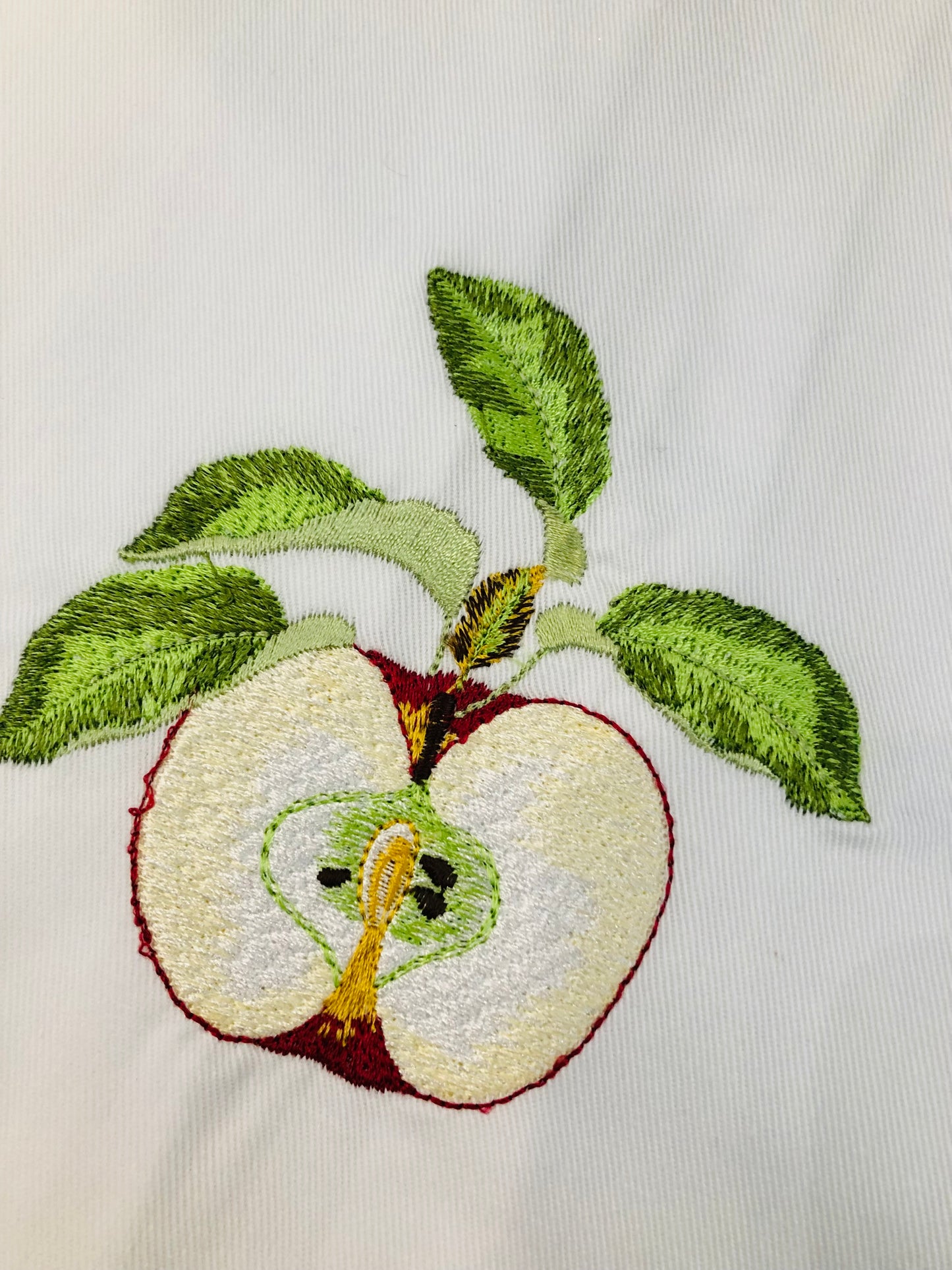 Embroidered Apple Kitchen Towel