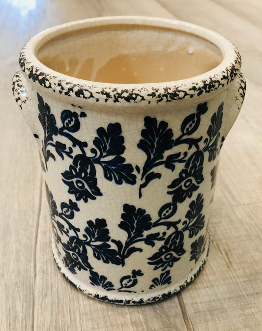 Blue Floral Ceramic Pot