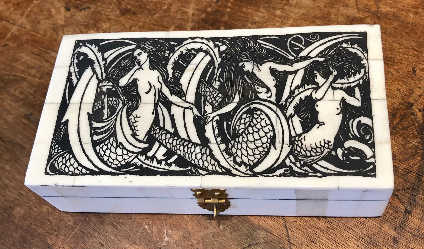 Mermaid Engraved Bone Box