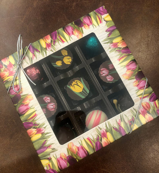 Tulips Chocolate Truffles Gift Box, 9 pieces