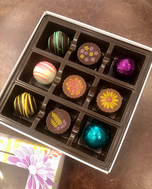 Spring Floral Chocolate Truffles Gift Box, 9 pieces