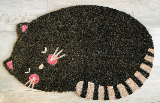 Black Machine Tufted Cat Doormat