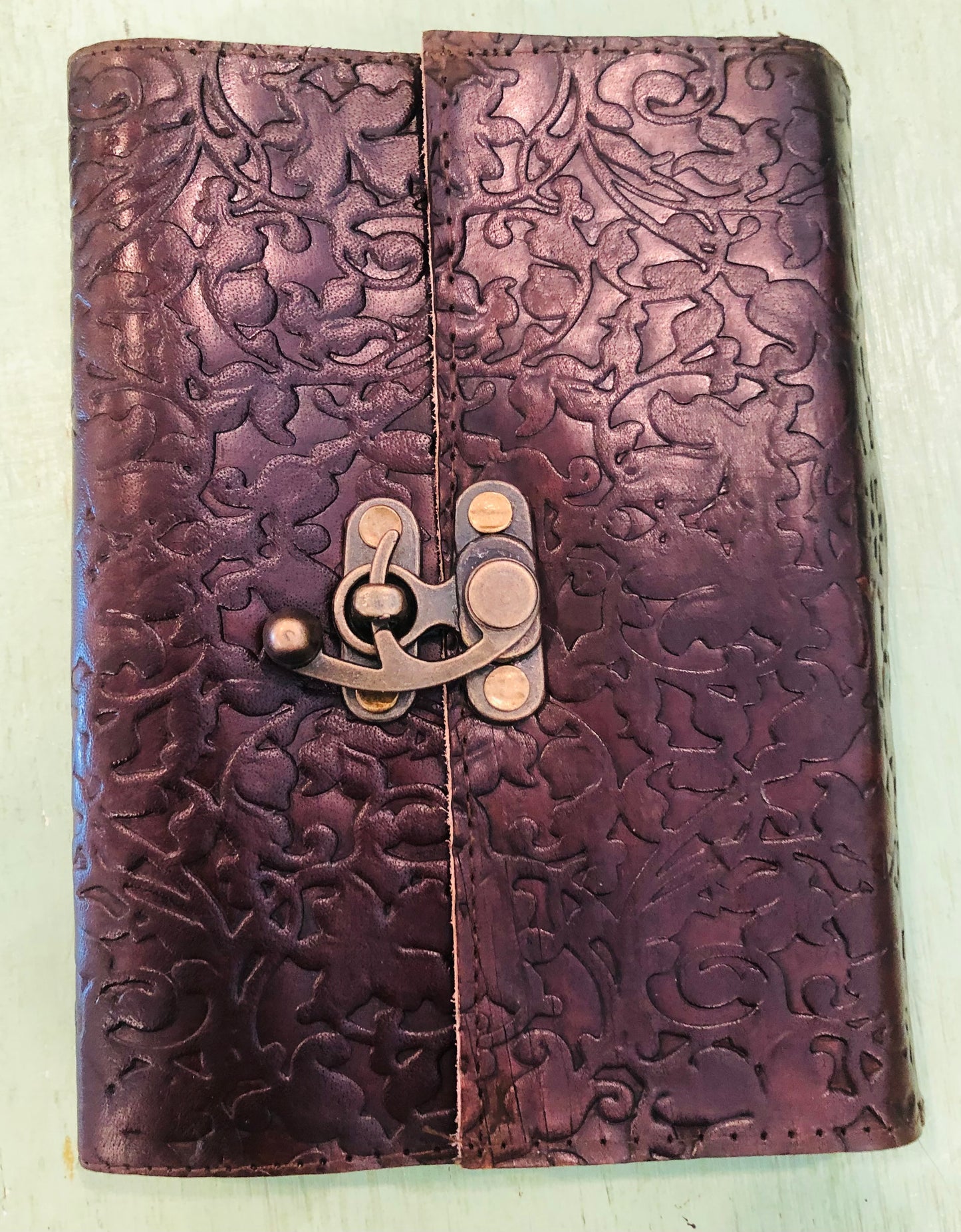 Tooled Leather Journal WithFlower Garden Design