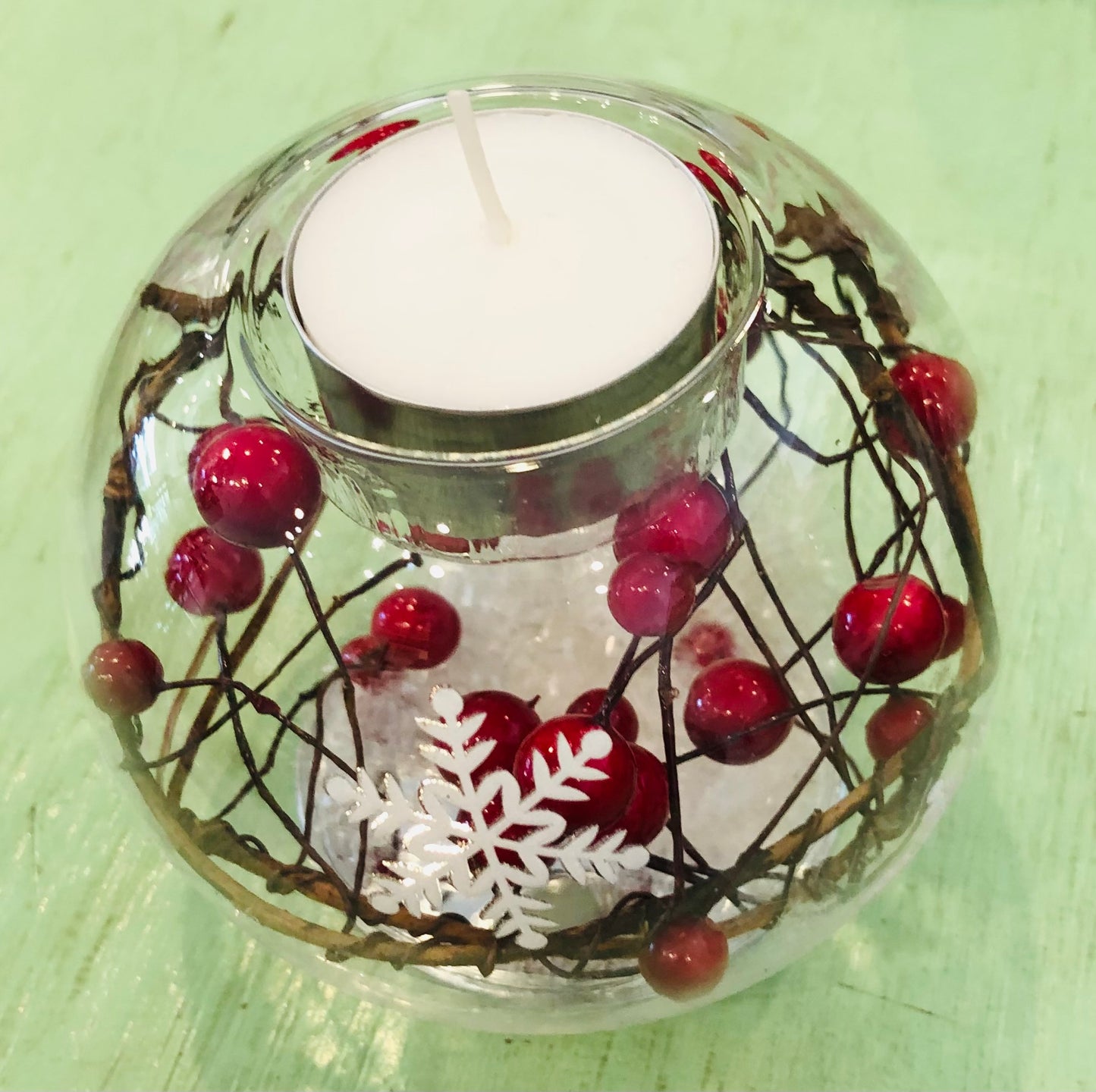 Red Berry and Snowball Votive