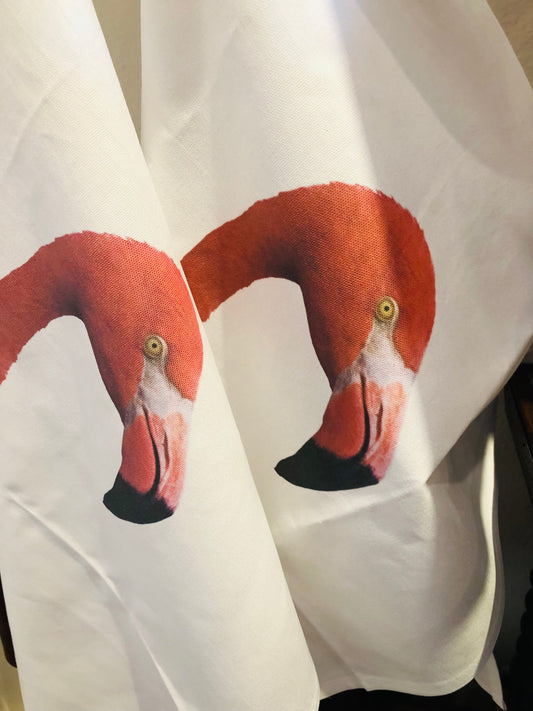 Cotton Tea Towel, Flamingo