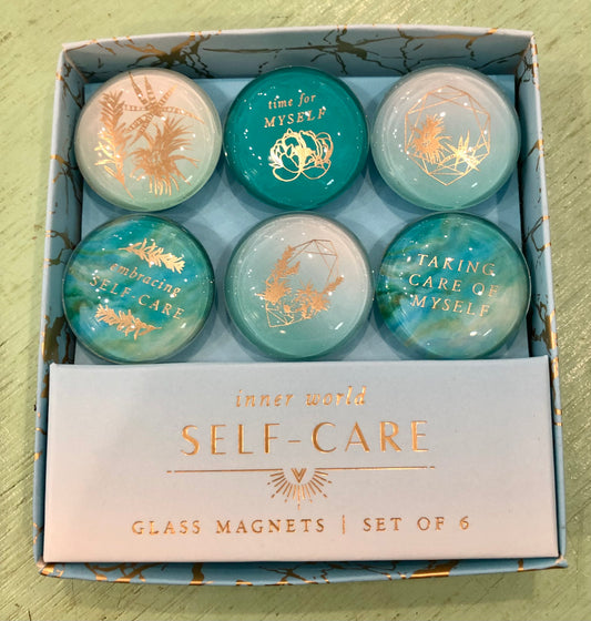 "Self-Care" Glass Magnets, Set 6