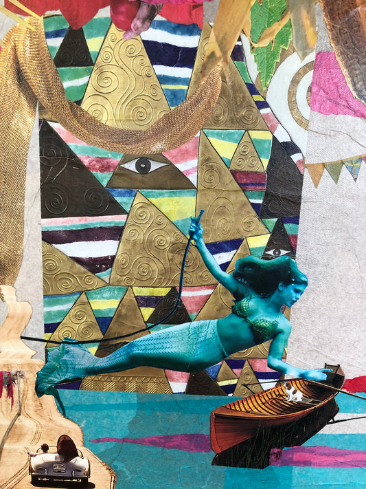 "Going Places"; Hand-cut Paper Collage by Connie Estes Beale