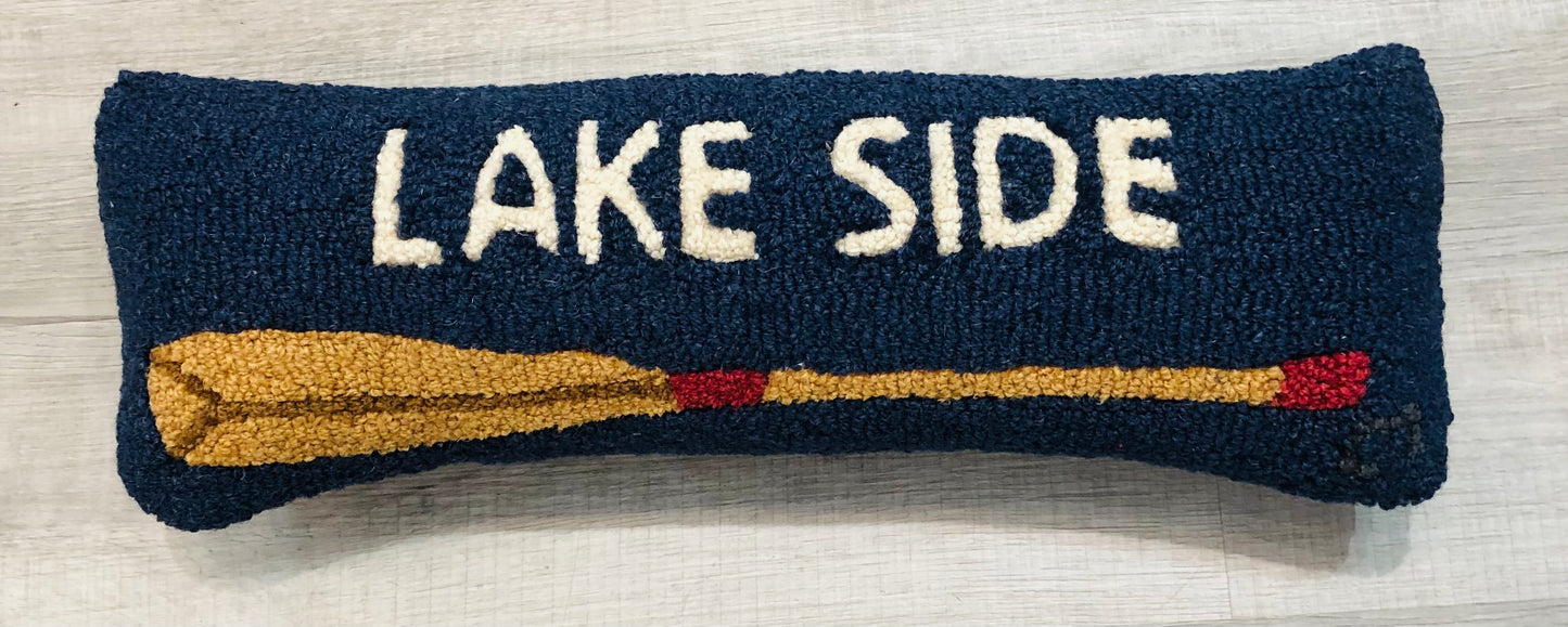 Lakeside Oar Pillow, Hand-hooked Wool