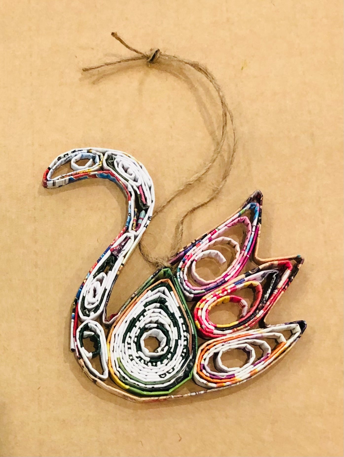 Recycled Paper Swan Ornament