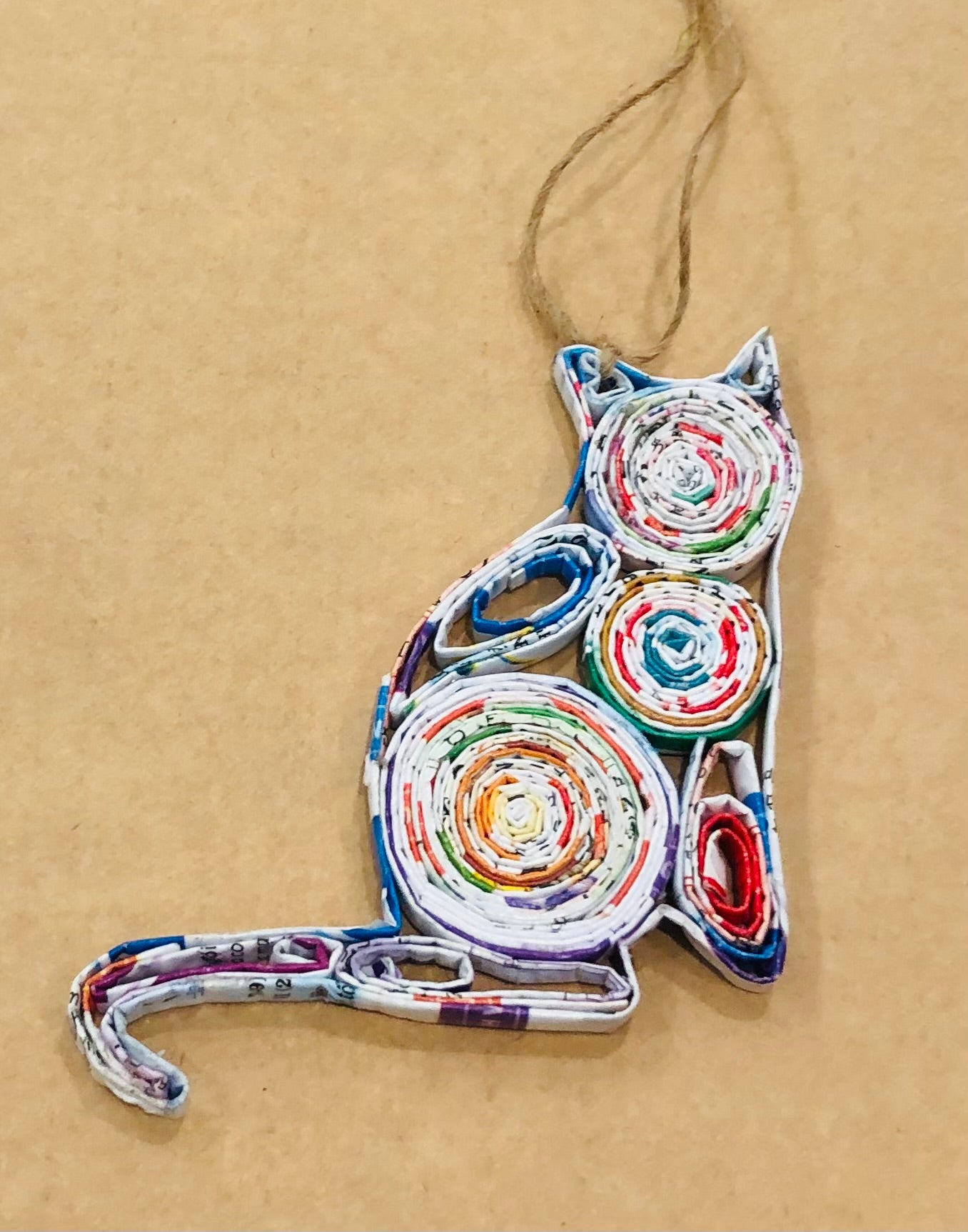 Recycled Paper Cat Ornament