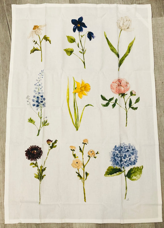 Garden Flowers Tea Towel