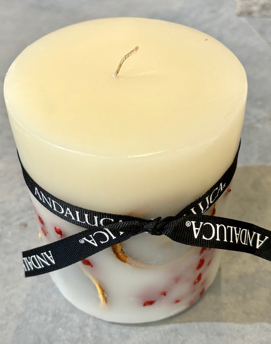 Holiday Orange Sugared Pomegranate Botanical Pillar Candle