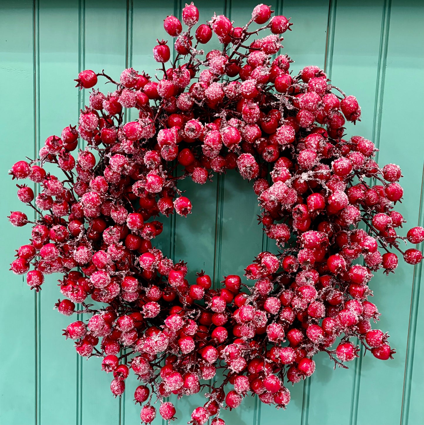 Iced Hawthorn Berry Wreath, 22"