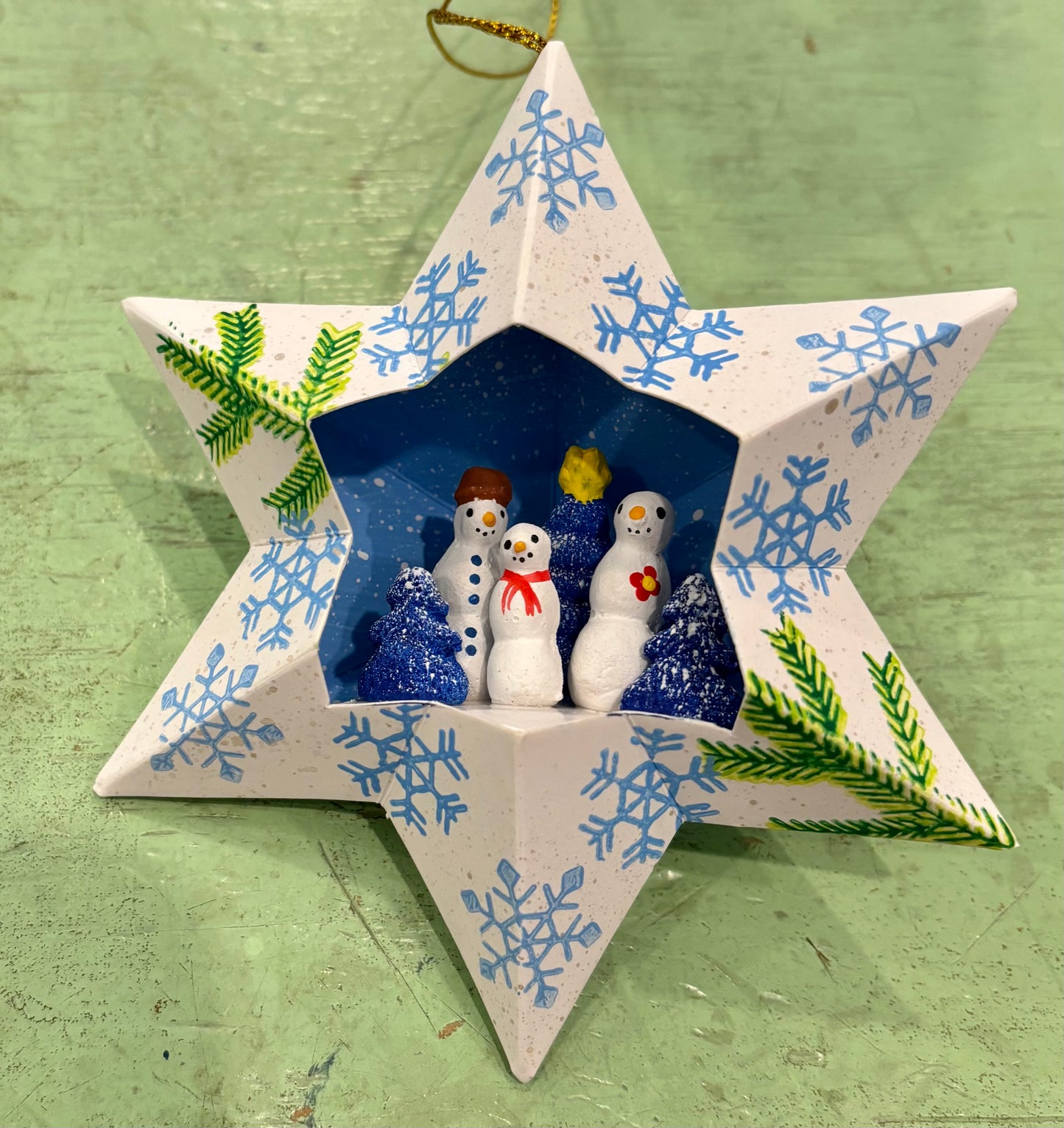 Snowman Trio Star Ornament