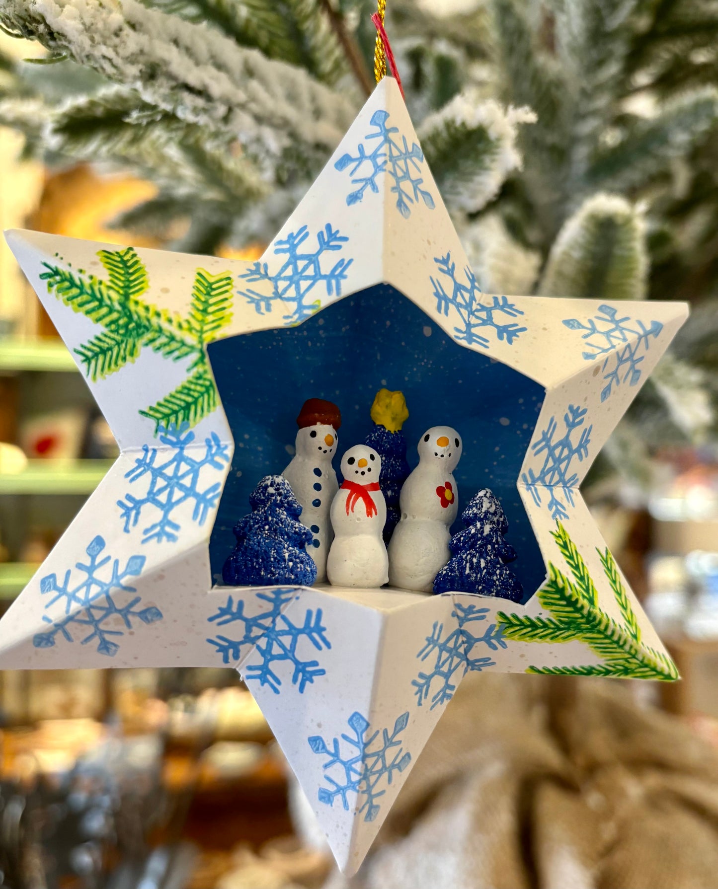 Snowman Trio Star Ornament