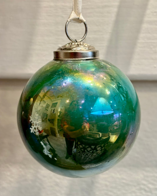 Recycled Glass Watercolor Ball Ornament