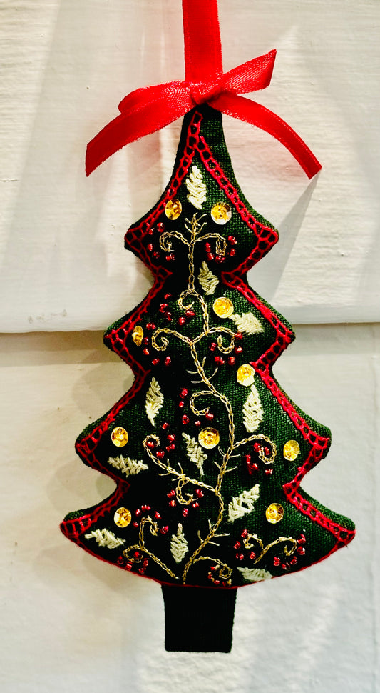 Adorned Christmas Tree Embroidered Ornament