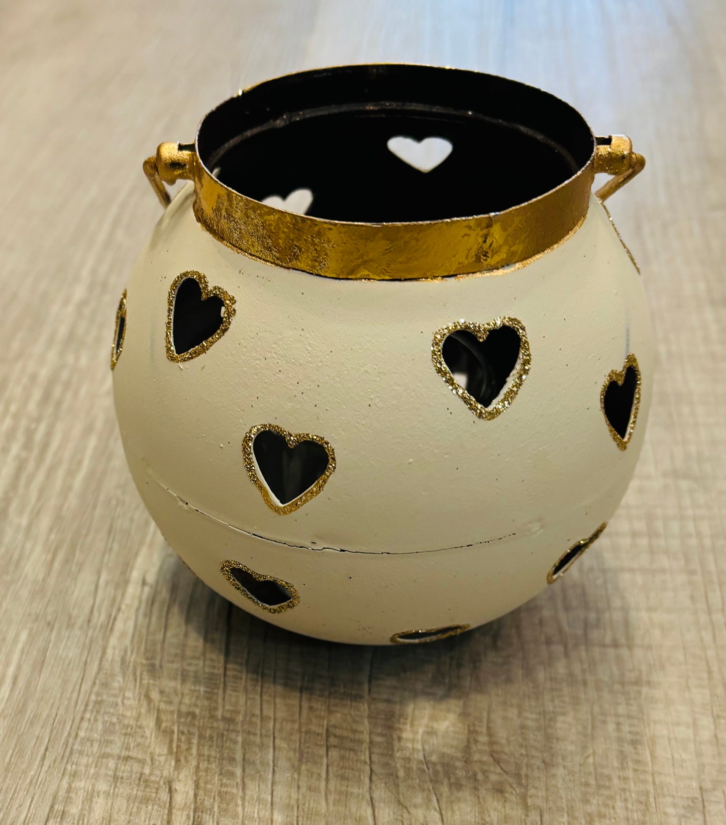 Metal Tealight Holder with Heart Motif, Small