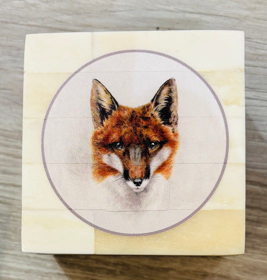 Fox Scrimshaw Bone Box