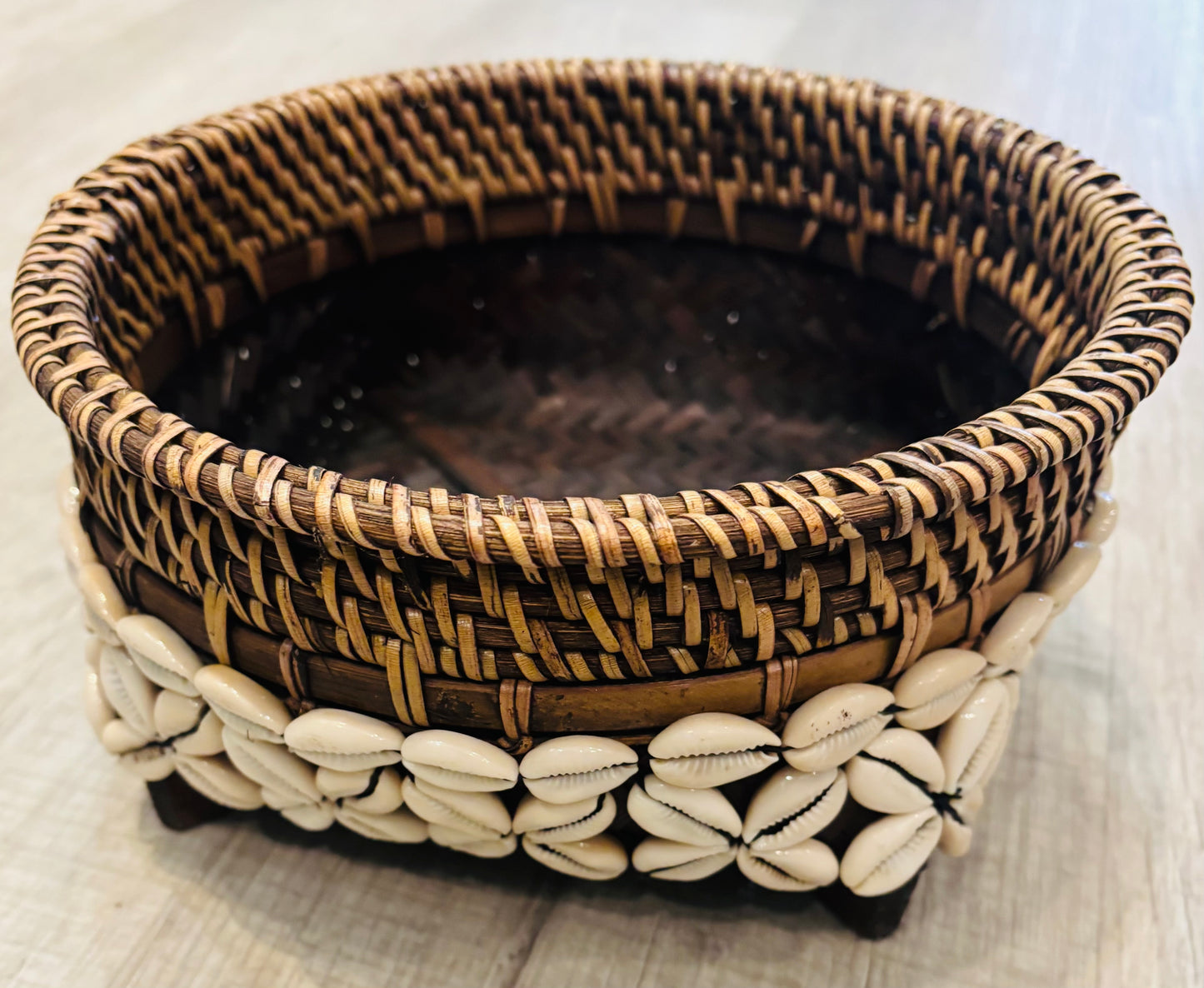 Rattan Cowrie Basket, Small