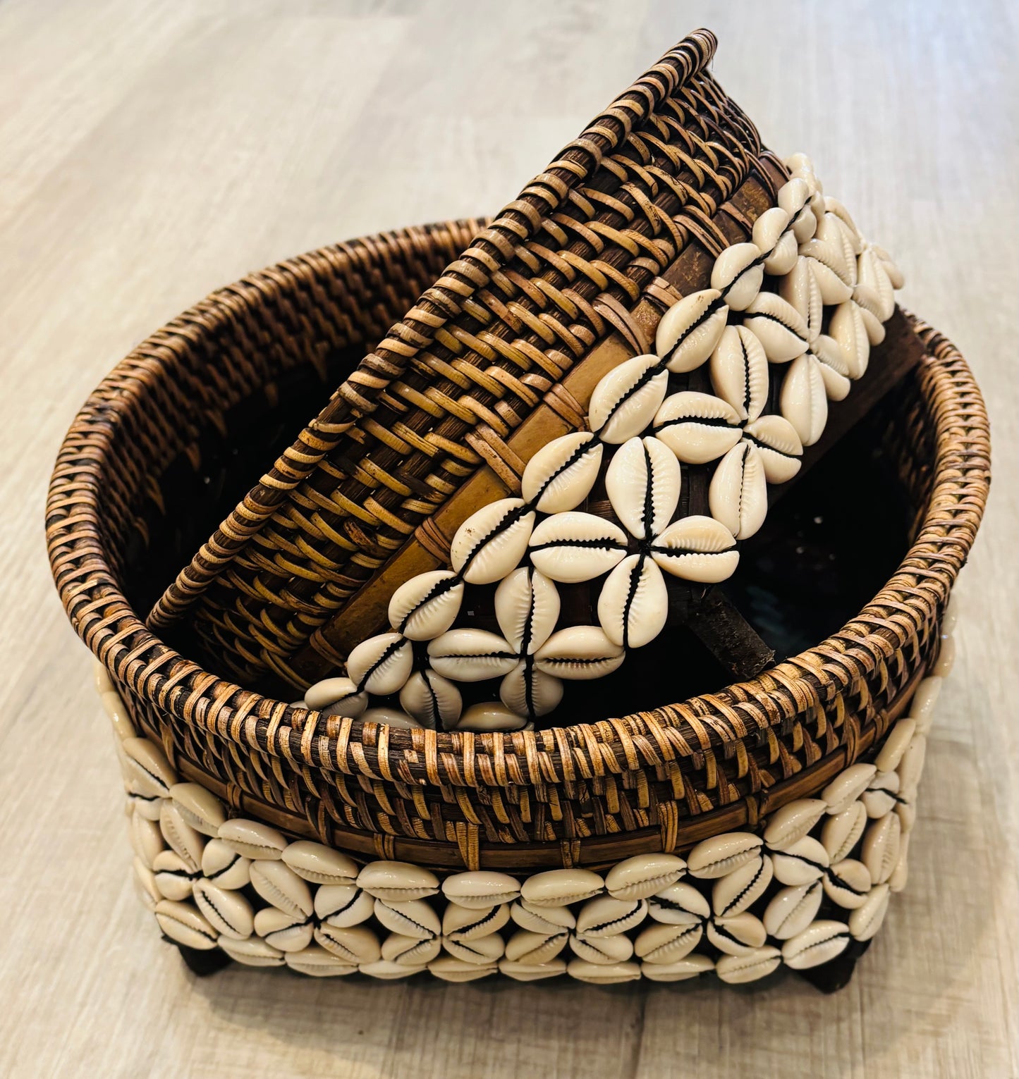 Rattan Cowrie Basket, Small