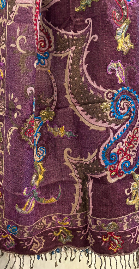 Woven Embroidered Women's Wool Wrap